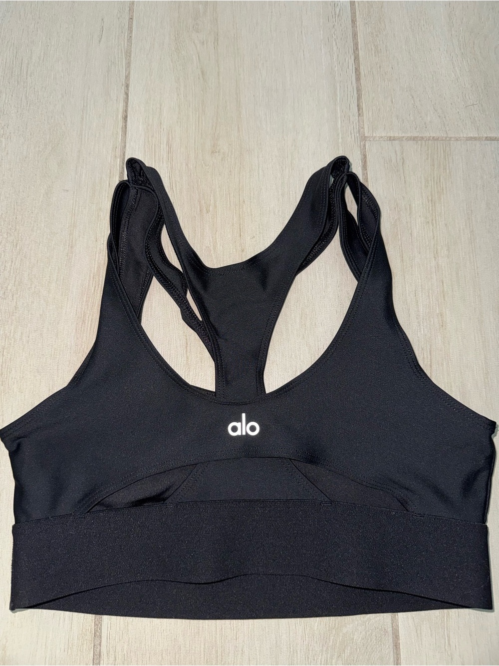 ALO Yoga Black Strappy Racerback Sports Bra